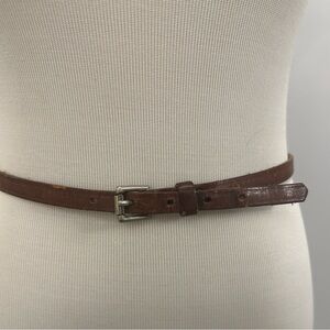 Vintage Brown Leather Belt with Silver Buckle